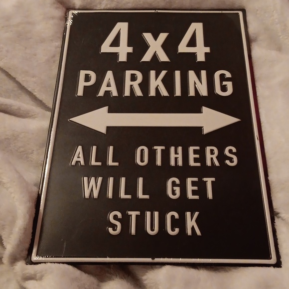 4x4 Jeep Parking Metal Sign in black & white 9 3/4" x 14.5" - Picture 2 of 5